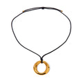 N&S 18K Gold Plated Stainless Steel Circular Hollow Pendant Necklace Unique Fashionable 75cm Rope Chain Jewelry