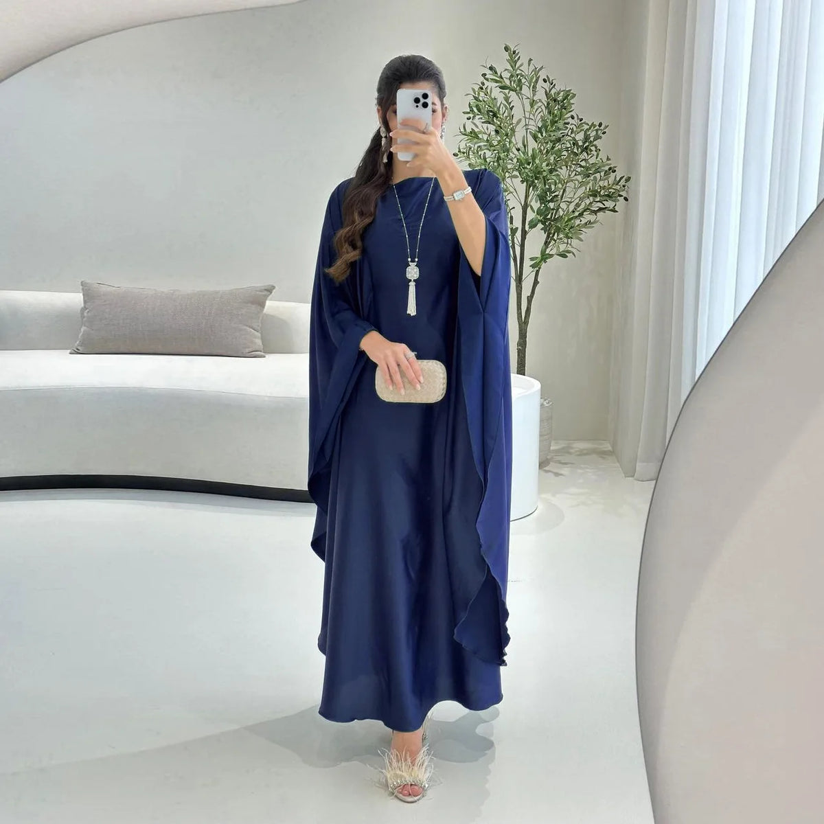 2024 New Factory Direct Sales Abaya Muslim Dress Modest Fashion Pullover Soft Forged Robe Foreign Trade Women's Clothing MegaBDM