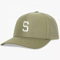 5-Panel Curved Brim Bill Laser Cut Hole Tropical Leaf Performance Waterproof Golf Snapback Hat