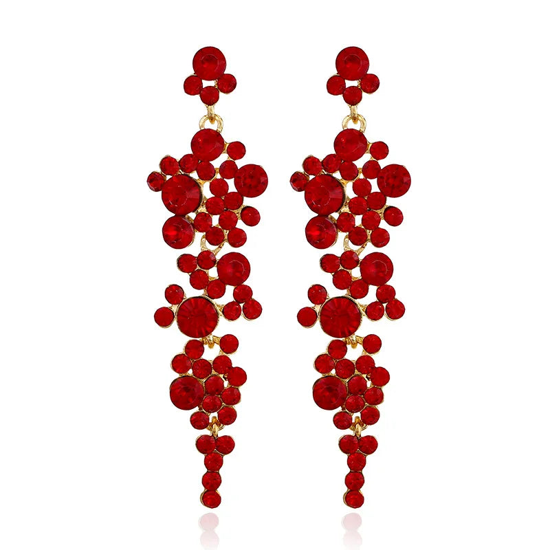 New Design Grapes Long Drop Crystal Earrings Fashion Jewelry Long Drop Ladies Earrings