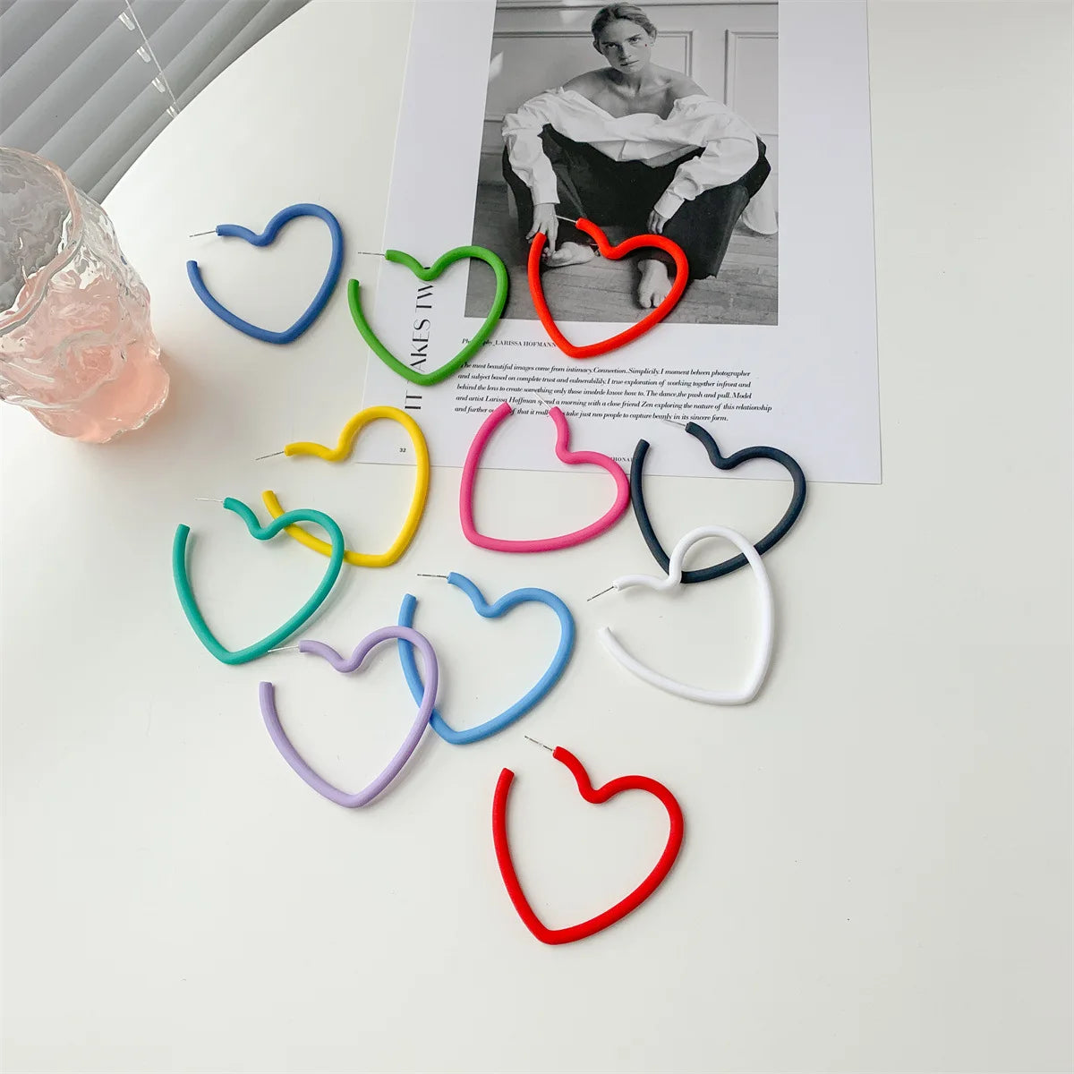Valentine Day Gift for Girlfriend Love Gift Personalized Candy Colored Heart Frosted Acrylic Earrings Wholesale Trendy Women's