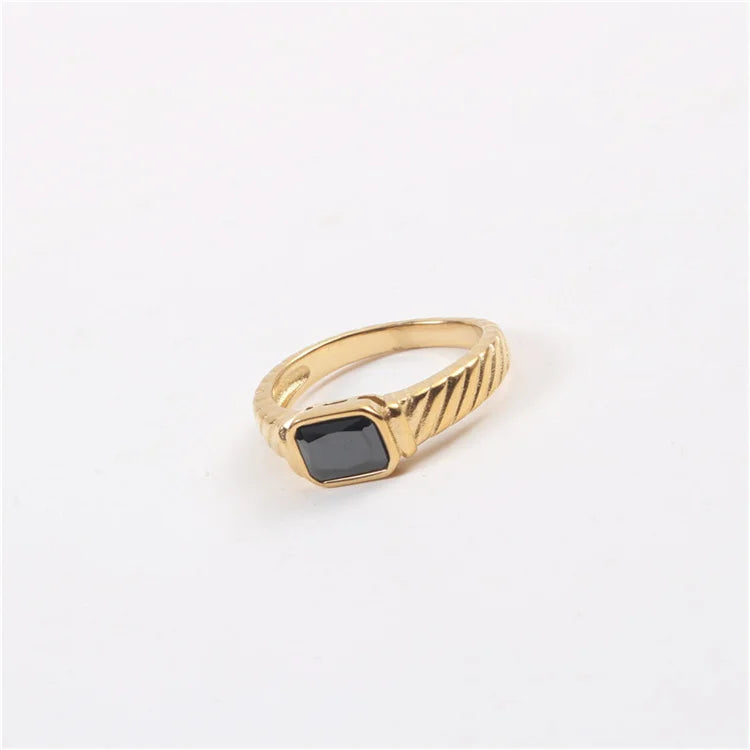 Jewelry Ring Rhinestone Crystal Chunky Stainless Steel Fashion for Men Women Popular Square Black Free Sample Vintage XR Jewelry