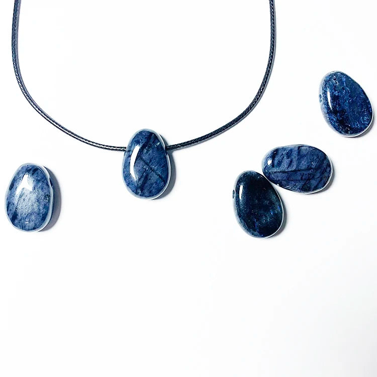Blue Dumortierite Tear Drop Glossy 30mm Dumortierit Stone Pendant Natural Rock Stone