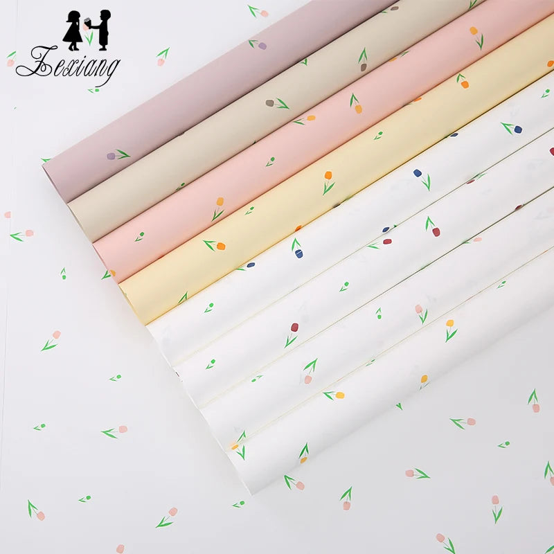 Zexwrap New Wrapping Paper Tulip Cynthia Flower Bouquet Packaging Florist Materials