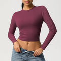 YIYI Long Sleeve Shirts for Women Soft Crew Neck Spring Yoga Workout Basic Tight Cropped Tops Fitted Casual Going Out T-Shirts MegaBDM