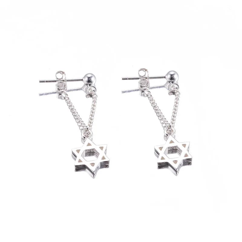 925 Sterling Silver Six-pointed Star Stud Earrings for Women Elegant Wedding Jewelry Pendientes Mujer Moda 2019 Brincos