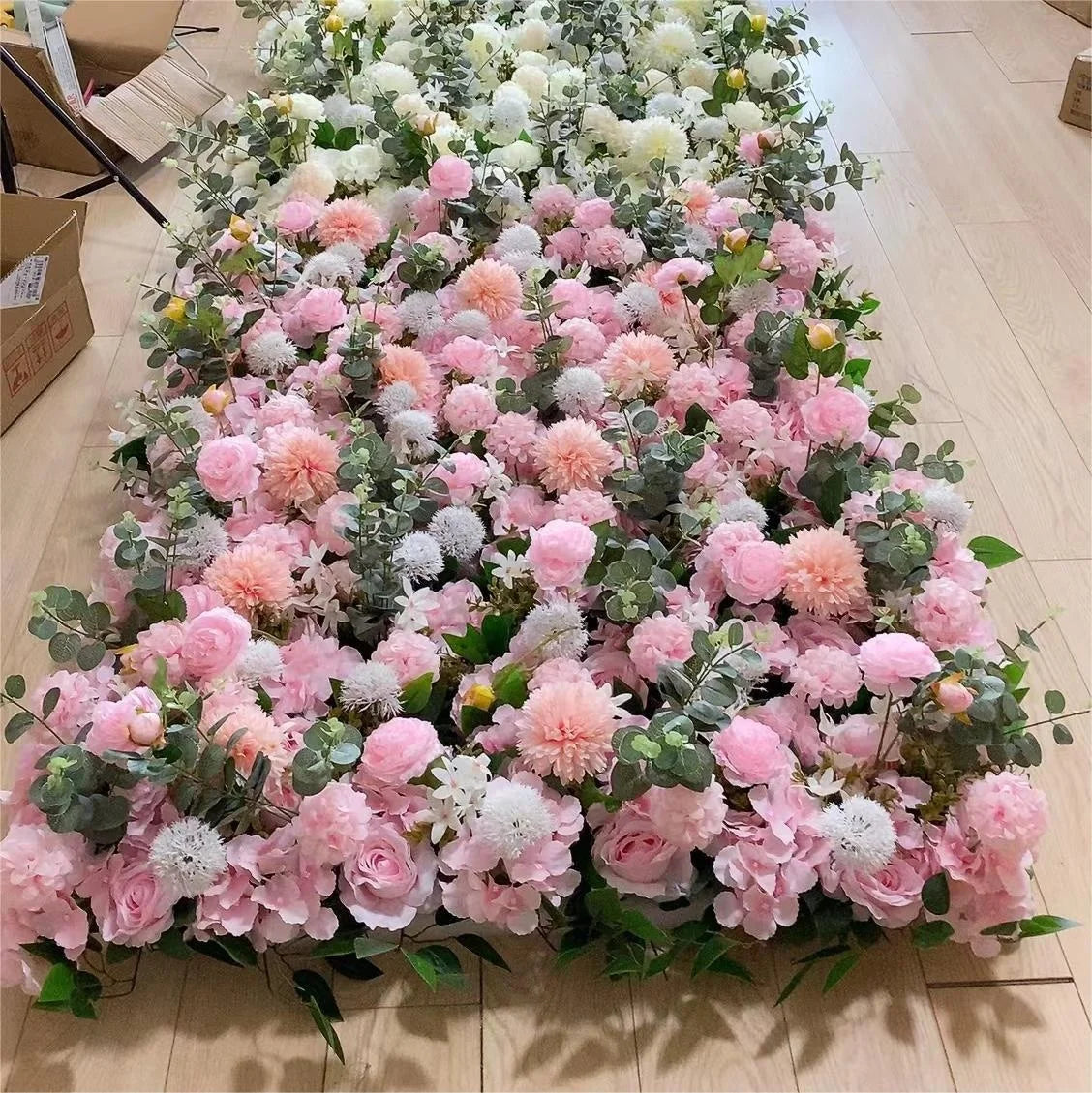 RC Wedding Scene Stage Layout Flower Wedding Ceremony Artificial Flower  Path Lead Flower Arch t Stage Welcome Area Decorated