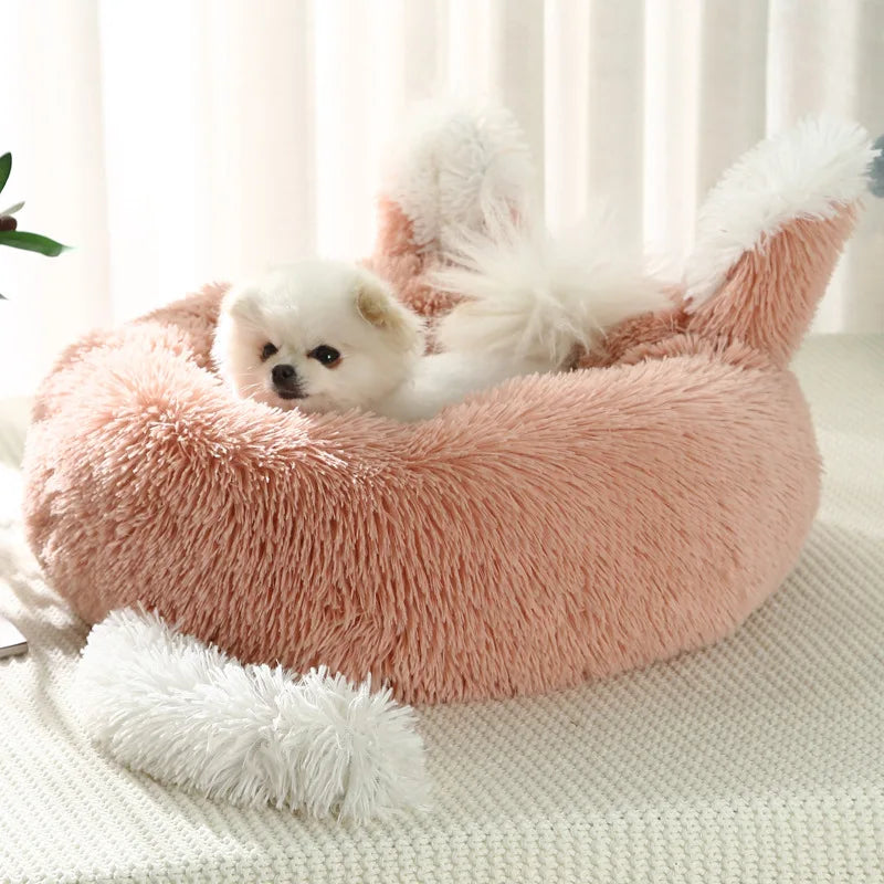 Solid Cute Pet Cat Bed Dog Kennel Soft Sleeping Mat Winter Plush Warm Cat Dog Bed Pet Supplies