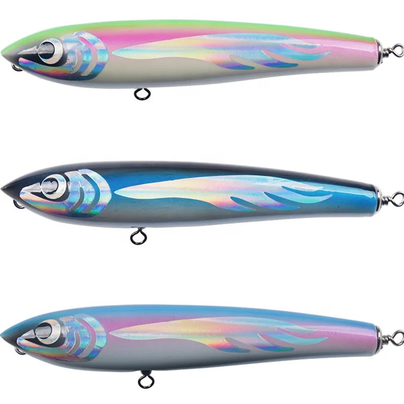 120g Fish Lure Floating Pencil Wooden Stickbait Lures Tuna Artificial Hard Pencil Fishing Lures