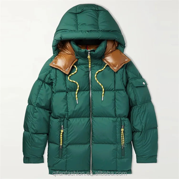 Custom Outdoor Windbreaker Quilted Padded Puffer Down Jacket With Hood