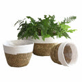 High-quality Handcrafted Flowerpot Two-color Waterproof Grow Container Round Straw Woven Planting Basket
