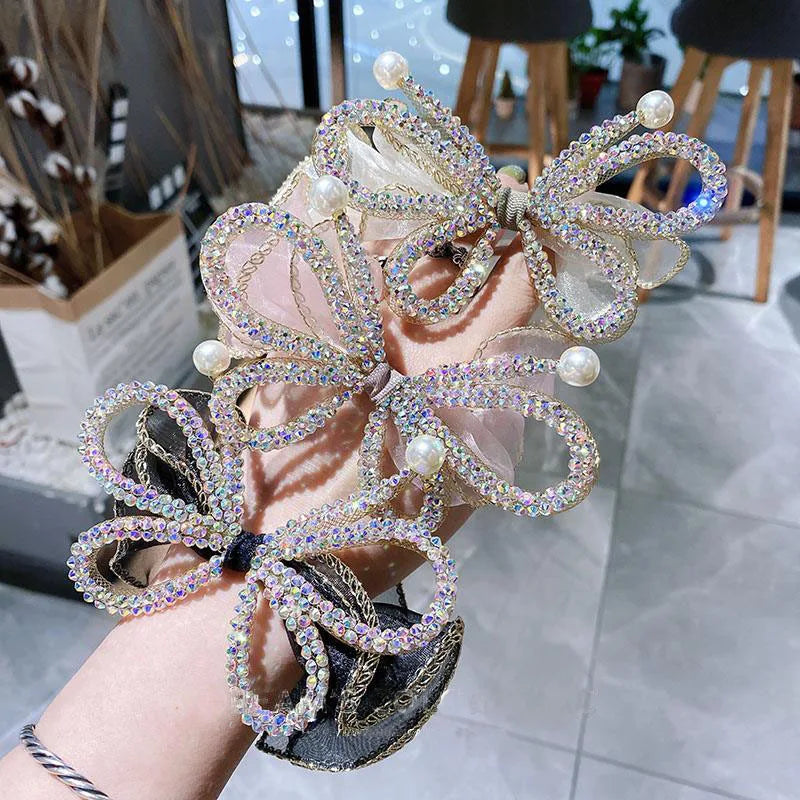 GT Hot Selling Hair Scrunchie Fashion Crystal Butterfly Scrunchie Holder