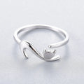 Classic Cat Adjustable Open Animal Silver Plated Ring for Men and Women Couple Gift Promotional Ring