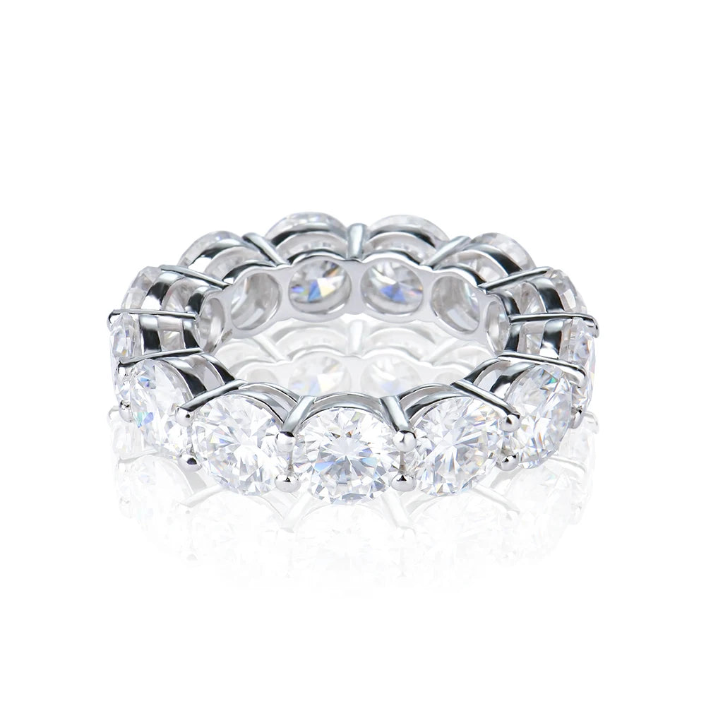 Hip Hop Wholesale 4mm 6mm 925 Sterling Silver Rhodium Plated Gra Vvs d Color Diamond Moissanite Full Eternity Tennis Ring