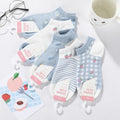 Cute Floral Animal Strawberry Designer Mesh Hole Breathable Premium Cotton Low Cut Ankle Socks Women
