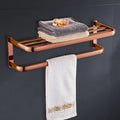 Wholesale Rose Gold Bathroom Towel Rack Wall Mount Towel Shelf Stainless Steel Double Tiers Towel Holder