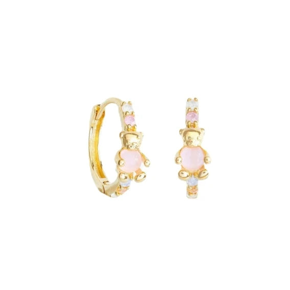 Little Bear Earrings 18K Gold Plating 5A Zircon Non-fading Set Brass Inset Zircon Ear Hook Small Fresh Sweet Earrings