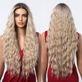 Fast Shipping Heat Resistant High Temperature Fiber Wig Natural Matte Soft 13*6 Handmade Lace Real Photo Dark Hair Root Blonde