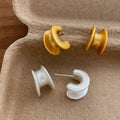 European American Style Simple Matte Metal C-shaped Concave Earrings Minimalist Stud Earring for Daily Life