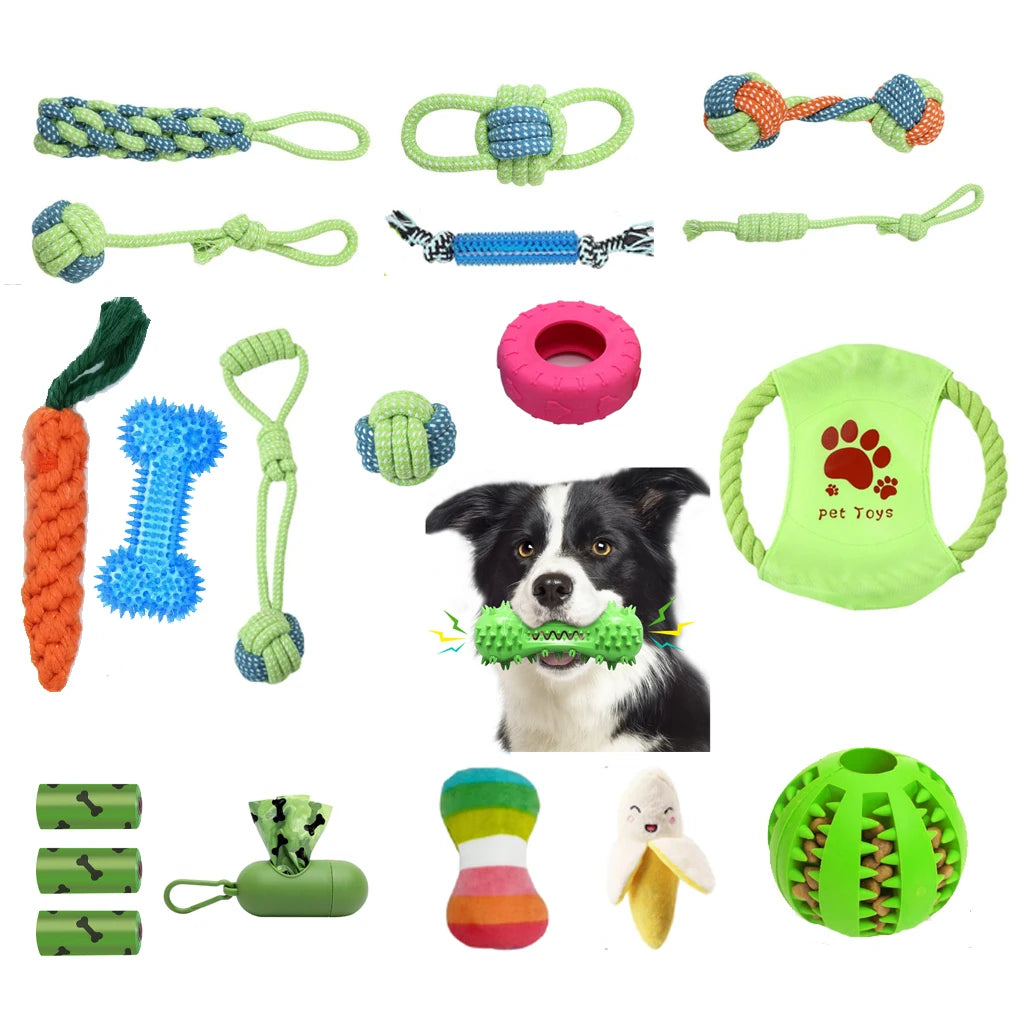 KIPRITII 18 Pack Super Value Puppy Chew Toys Squeaky Pet Teething Dog Bite Toy with Rope for Small Dogs Made of Durable Nylon