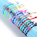 Boho Handmade Braided Adjustable Colorful Red Blue Charm Evil Eye Bracelet Jewelry for Women