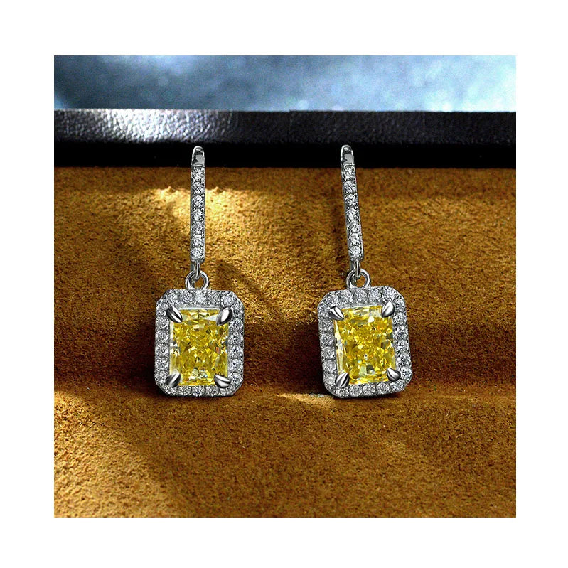 Women Sparkly Luxury Rhodium Plated 925 Sterling Silver 8A Cubic Zirconia Party Wedding Drop Earrings