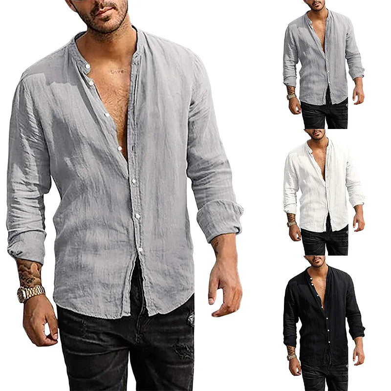 Summer Classical Stylish Dress Shirts Long Sleeve Button Down Shirts for Men Casual Solid Formal Business Regular Fit Shirt