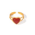N&S Heart Ring Red Agate Gemstone 18K Gold Plated Stainless Steel Copper Geometric Shape Creative Design for Wedding
