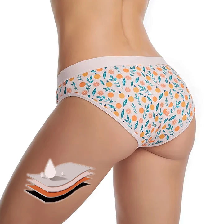 Wholesale Printing Teenager 4 Layer  Leak Proof Mid-Rise Absorbent Period Panties Women Period Underwear Girls Menstrual Briefs
