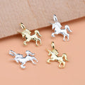 Unique 925 Sterling Silver Unicorn Charm Gold Plated Animal Horse Pendant for Necklace Making Supplies