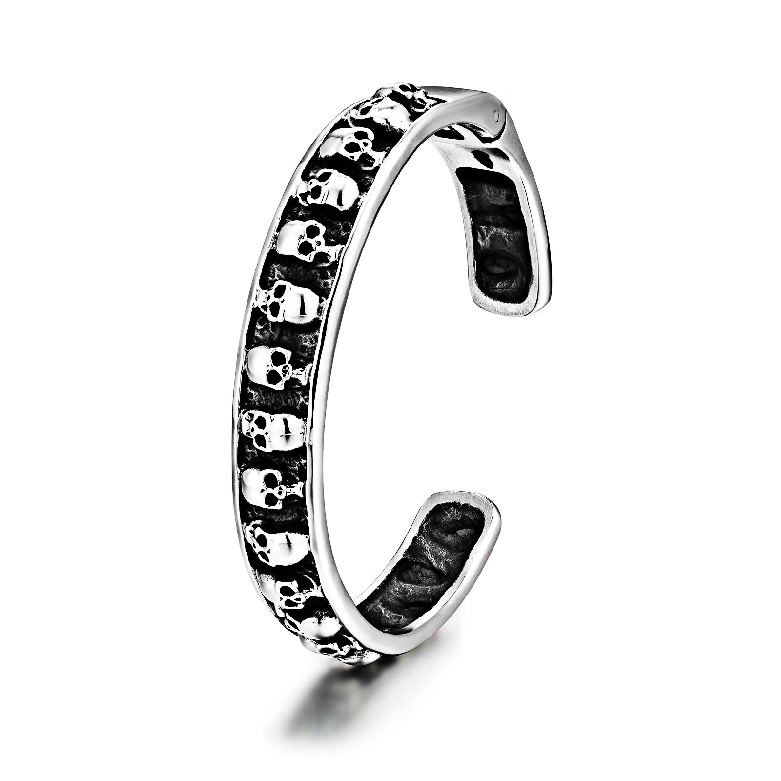 New Fashion Design Punk Gothic Multiple Skull Shape Men's Charm Bracelet Stainless Steel Cuff Bracelet Jewelry