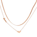 AA01409 Two Layers Stainless Steel 18k Gold Heart Pendant Necklace Charm Chain Choker Necklace Women Jewelry