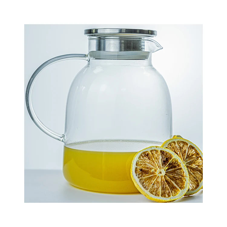 Large Capacity Glass Pitcher Carafe Teapot Heat Resistant Glass Water Carafe Water Jug with Handle for Hot Cold Beverages