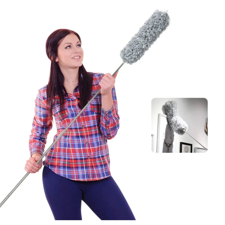 2.8M Retractable Stainless Steel Pole Microfiber Dusters Endable Head Ceiling Fan Duster Roof Furniture Cobwebs Dusters