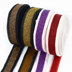 Meetee KY990 18mm Garment Sewing Accessories Stretch Lace Strap Beaded Lace Fabric Crafts Gold Silver Knitting Stripe Webbing