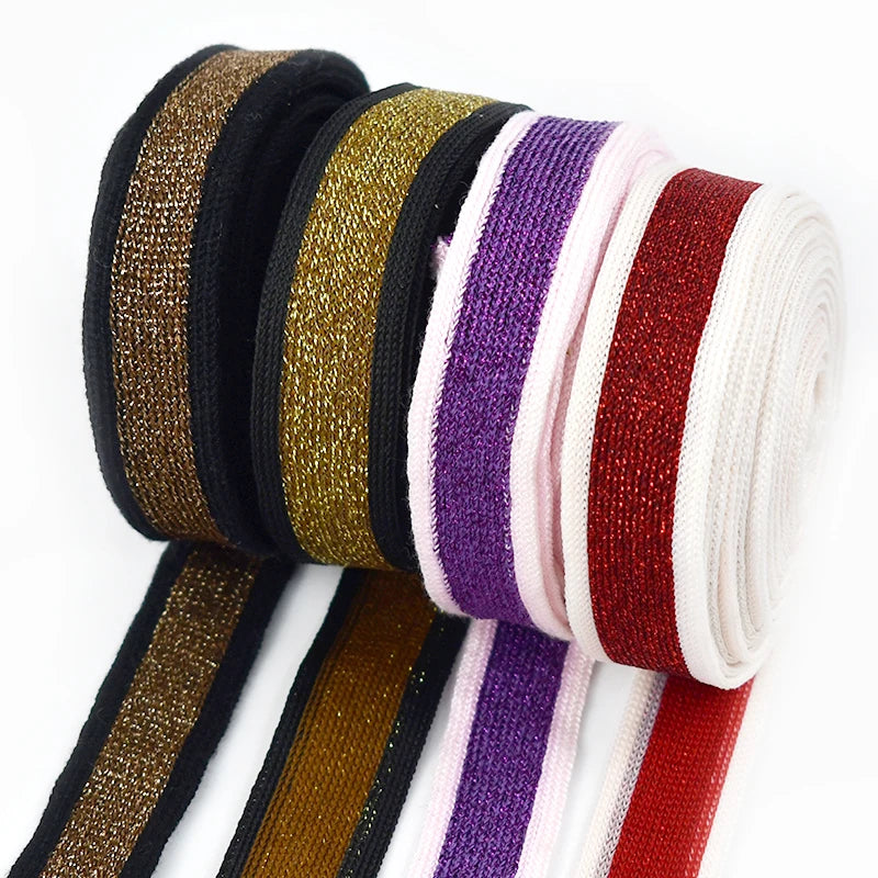 Meetee KY990 18mm Garment Sewing Accessories Stretch Lace Strap Beaded Lace Fabric Crafts Gold Silver Knitting Stripe Webbing