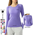 Xsunwing  Women's Gym Wear Equestrian Long Sleeve Seamless Yoga Tops Running Athletic Workout Shirt With Thumb Holes WDQ19083