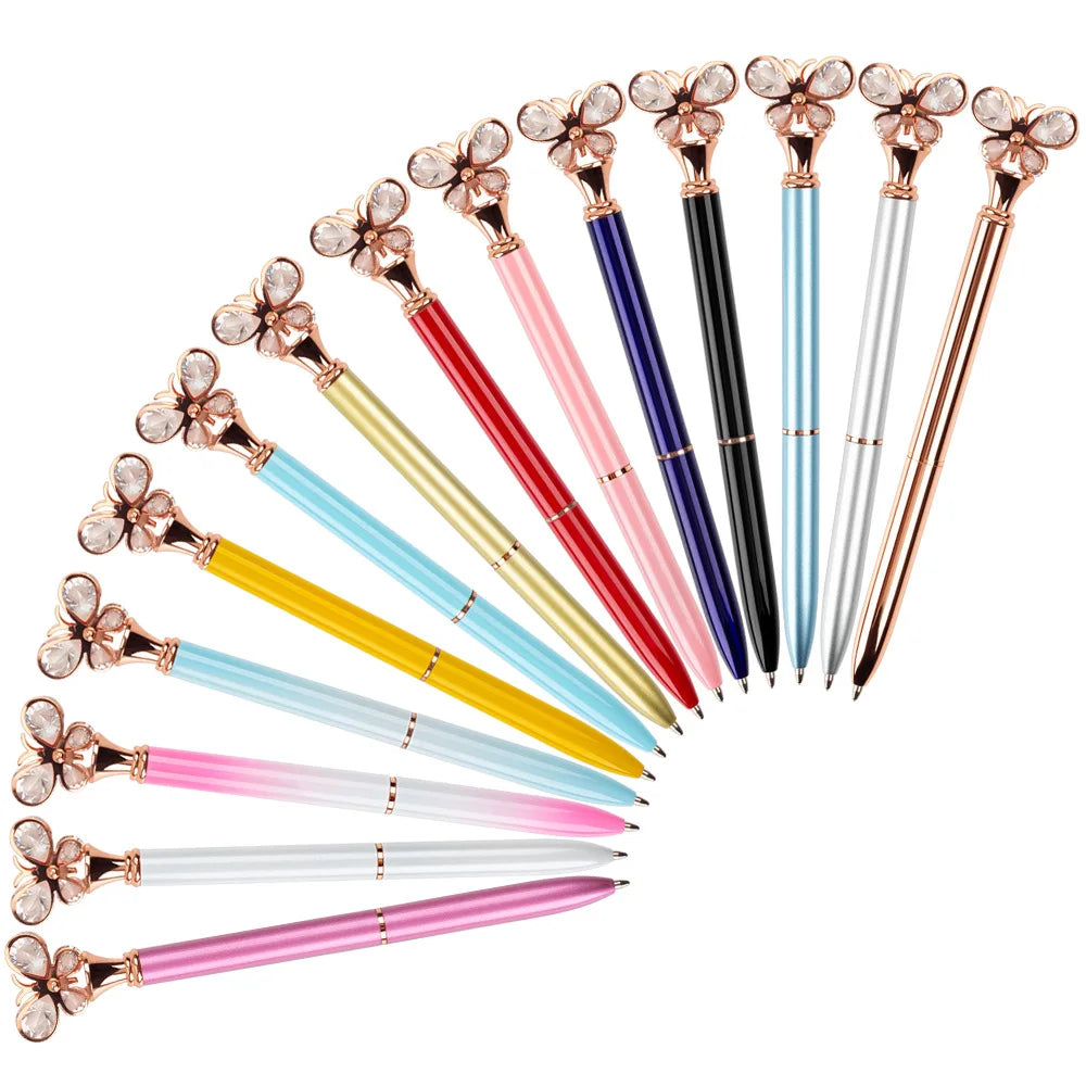 Promotional Butterfly Top Pen Materl Crystal Ball Diamond Novelty Pens Business Rose Gold Lady Cute Personalized