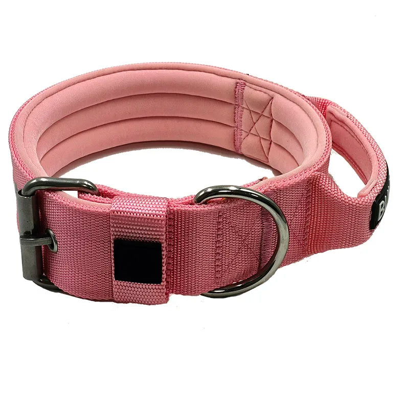 Stainless Steel Tactical Classic Dog Leash Heavy Duty Nylon with Soft Pad Control Handle
