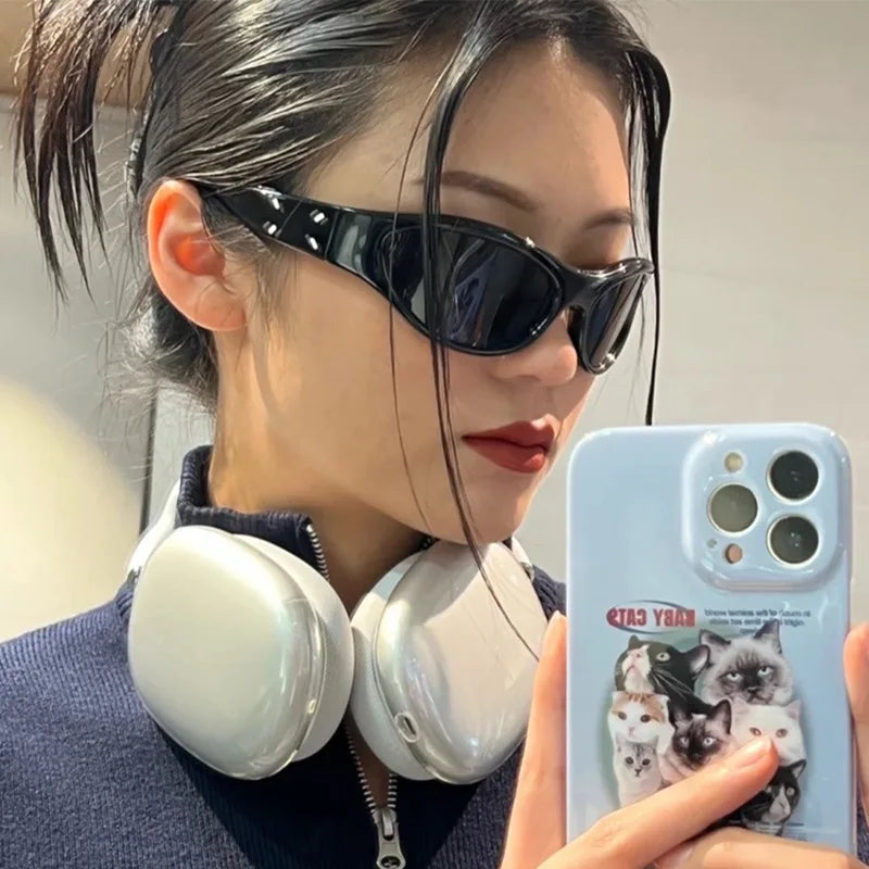 Fashion Punk Eyewear 2000'S Retro Y2K Futuristic Wrap Around Sunglasses for Men Outdoor Cycling Sports Sun Glasses Women Shades