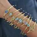 BC2014 Designer Bangles Wire Wrapped 18K Gold Plated Cubic Zirconia CZ Evil Eyes Charm Cuff Bracelet Bangle for Women Ladies