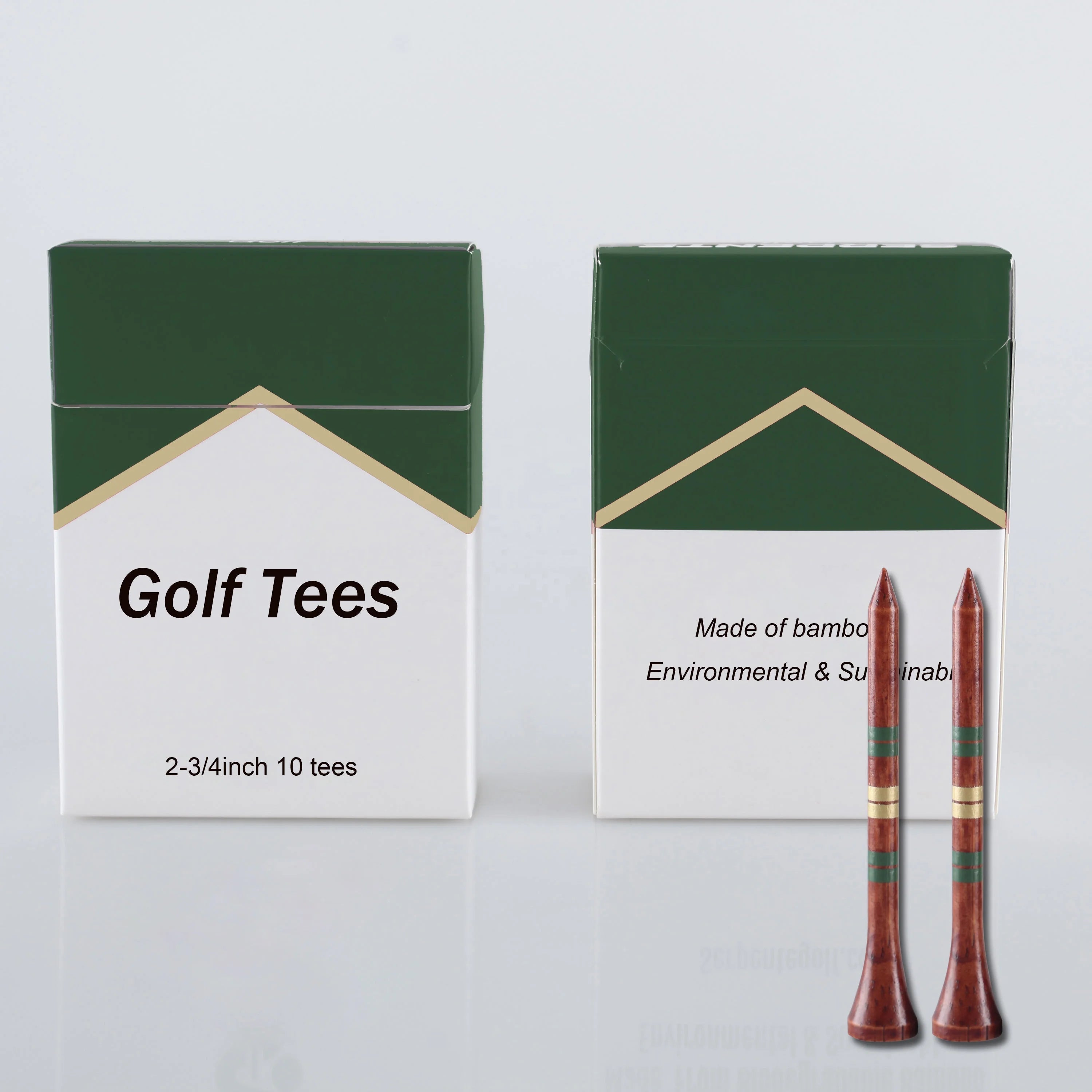 China Manufacturer Bulk OEM Customizable Silver and Gold Striped Bamboo Golf Tee in 70mm 83mm Durable Cigarette Box With Logo