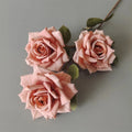 O-X848 Wholesale 3 Heads White Roses Artificial Flower Long Stem European Silk Roses for Home Wedding Decorations