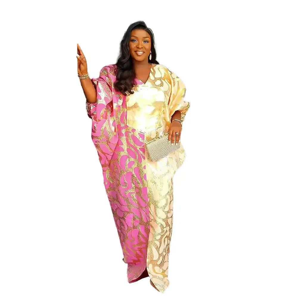 Factory Price China South Africa Dress Jacquard Fabric Elegant Kaftan Plus Size batwing Sleeve Women African Maxi Dresses