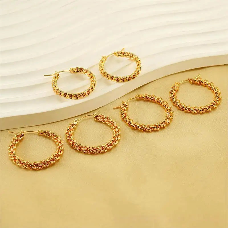 Beimai OEM Gold Titanium Steel Exaggerated Twist Earrings