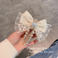 Hot Selling Pearl Beads Lace Bowknot Women Hair Clips Tassels Hairpin Rhinestone Hair Clips Fashion Hair Accessories for Girls
