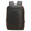 Vintage Custom Logo Men's Genuine Cow Leather Backpack Dark Brown Leather Laptop Back Pack for Daily