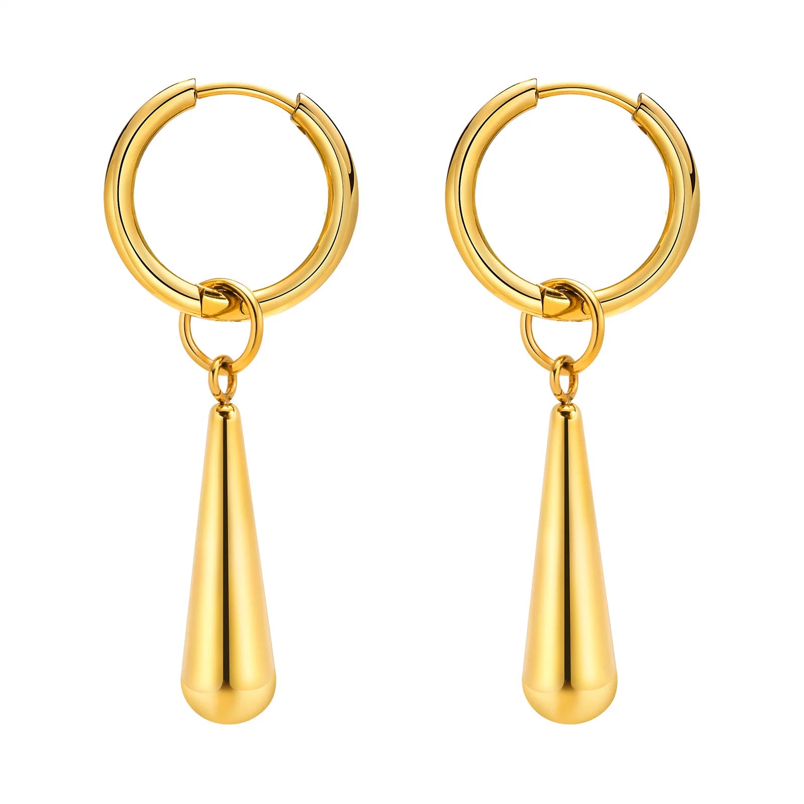 High End PVD 18K Gold Plated Water Drop Pendant Huggie Earrings Stainless Steel Jewelry Wholesale
