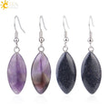 CSJA Wholesale Horse Eye Amethyst Quartz Jewelry Natural Gem Stone Turquoise Dangle Earrings Simple Ear Jewellery for Women F978