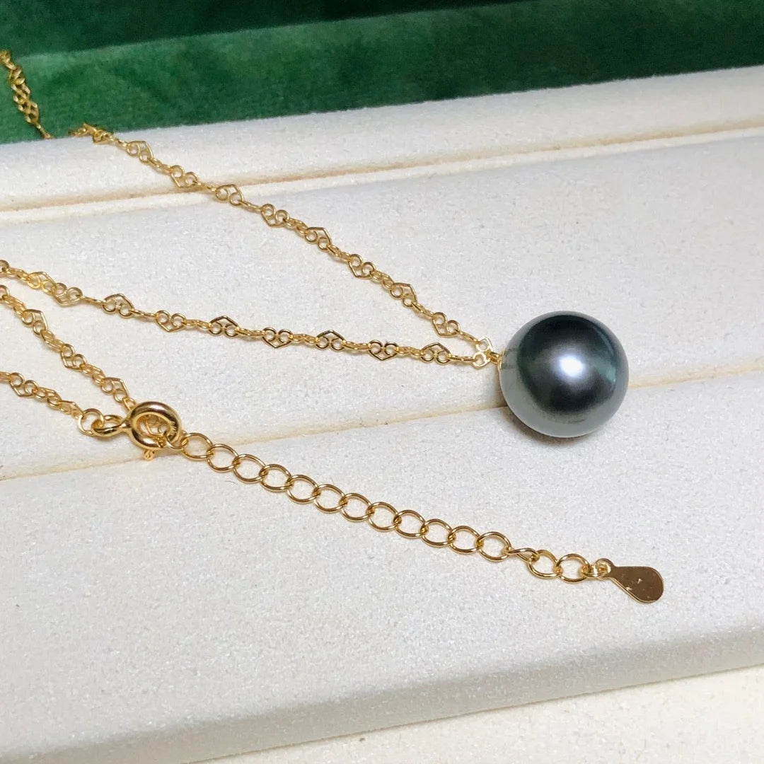 N436 9-10mm DIY Natural  Freshwater Pearl Charm Pendant Necklace Chain Accessory 925 Sterling Silver Jewelry for Women